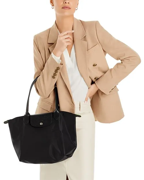 Le Pliage Medium Green Shoulder Bag Made from Longchamp Recycled Material , color Black