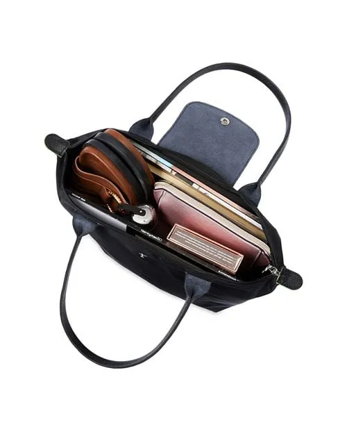 Le Pliage Medium Green Shoulder Bag Made from Longchamp Recycled Material , color Black