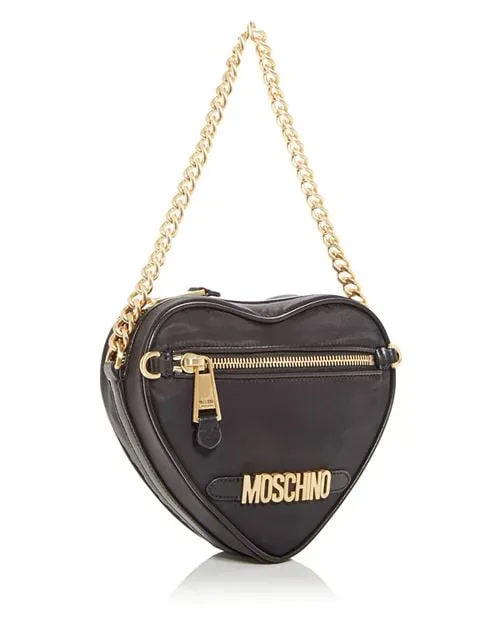 Moschino Nylon Heart Crossbody Bag, Black