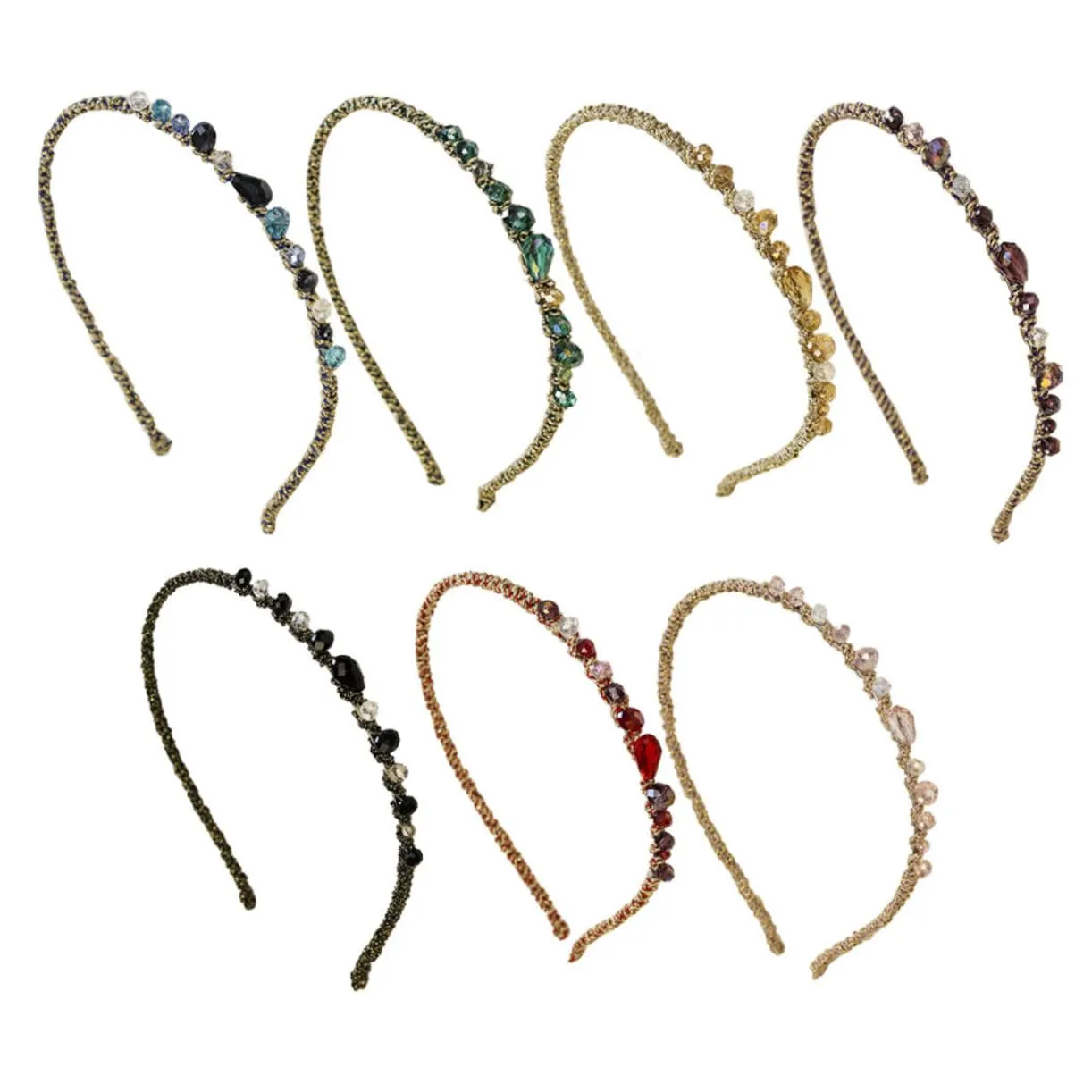 NOLITOY Fashion Crystal Alloy Hair Hoop 7pcs Pack for Women Girls Perfect Hair Jewelry for Daily Wear Random Color