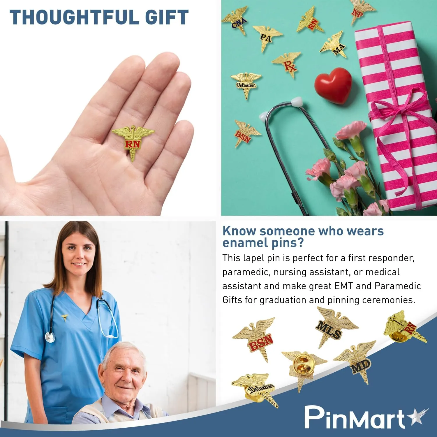 PinMart Caduceus Enamel Lapel Pin
