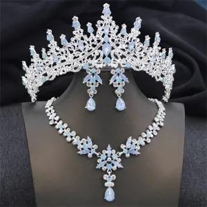 Princess Wedding Crown And Necklace Earring Set Bridal Tiaras And Crowns For Party Bride Jewelry Sets Costume Accessories