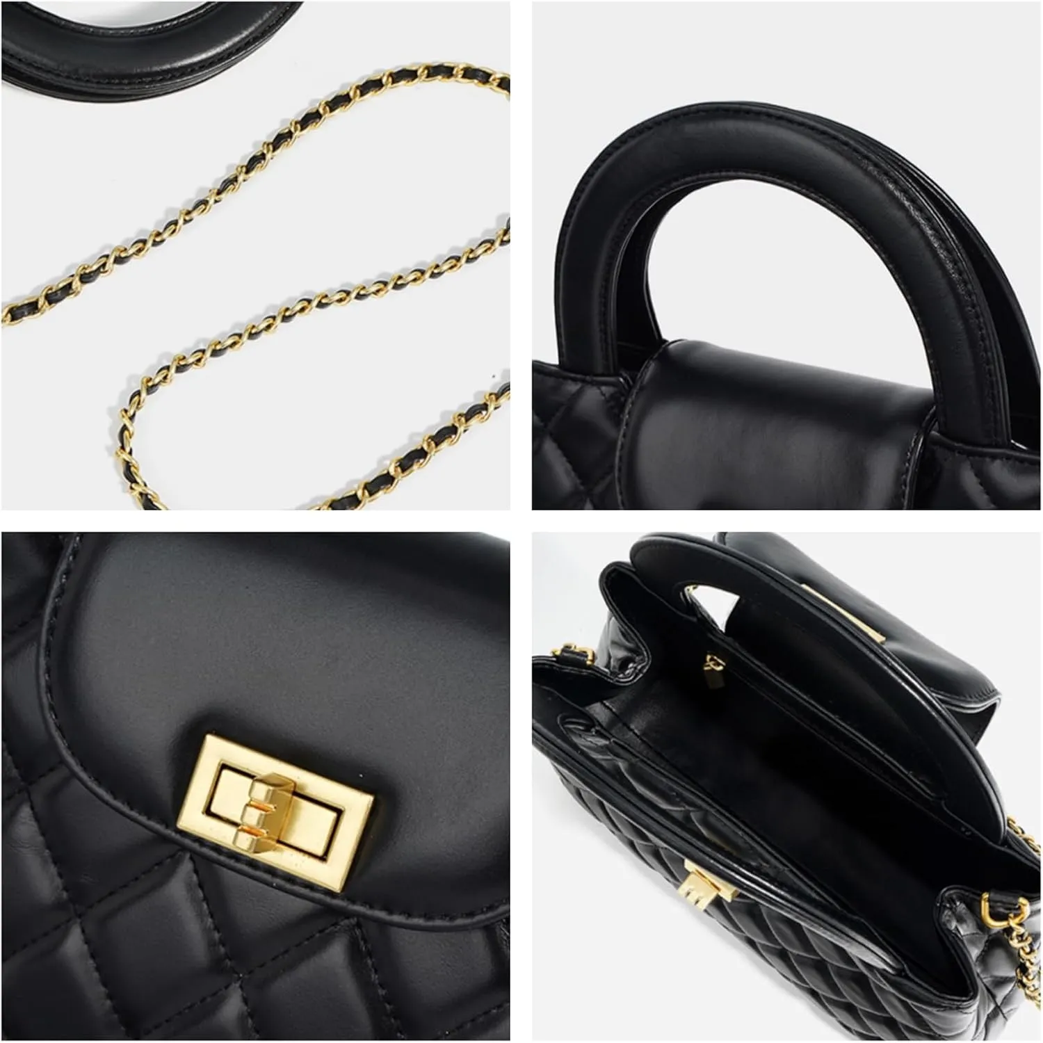 Quilted Leather Crossbody Bags for Women with Chain Strap Trendy Small Flap Handbag,Blue