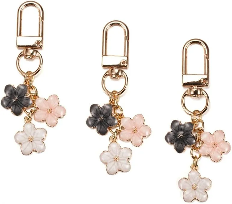 Rose Flower Keychain 3pcs Set Mini Flower Key Chain for Women Bag Charm