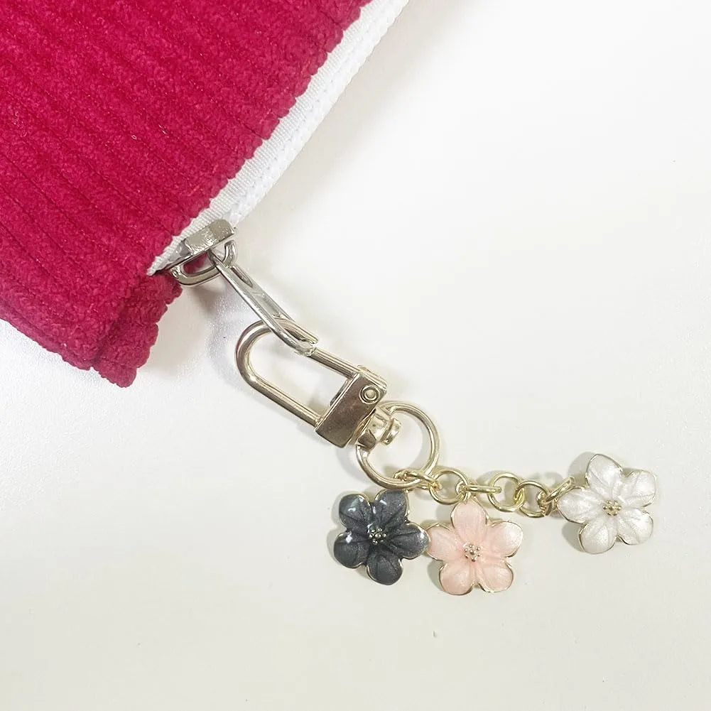 Rose Flower Keychain 3pcs Set Mini Flower Key Chain for Women Bag Charm
