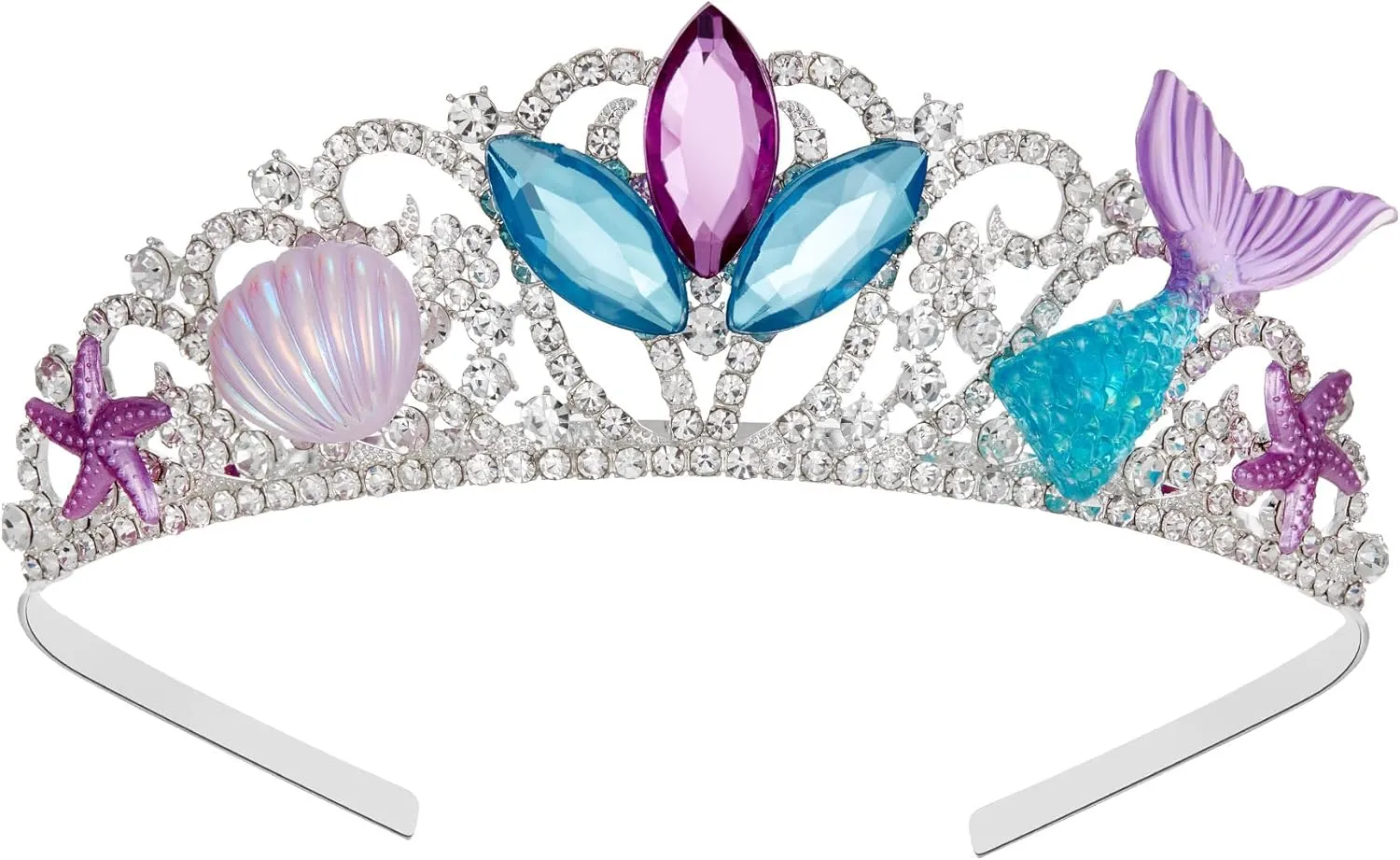 SWEETV Mermaid Crown Princess Tiaras for Girls Little Mermaid Kids Tiara Headband for Birthday Cosplay Party Gift