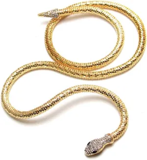 Tvoip Fashion Collier Femme Jewelry Full Rhinestone Accessories gold silver Crystal Snake long Pendant Necklace. (Gold)