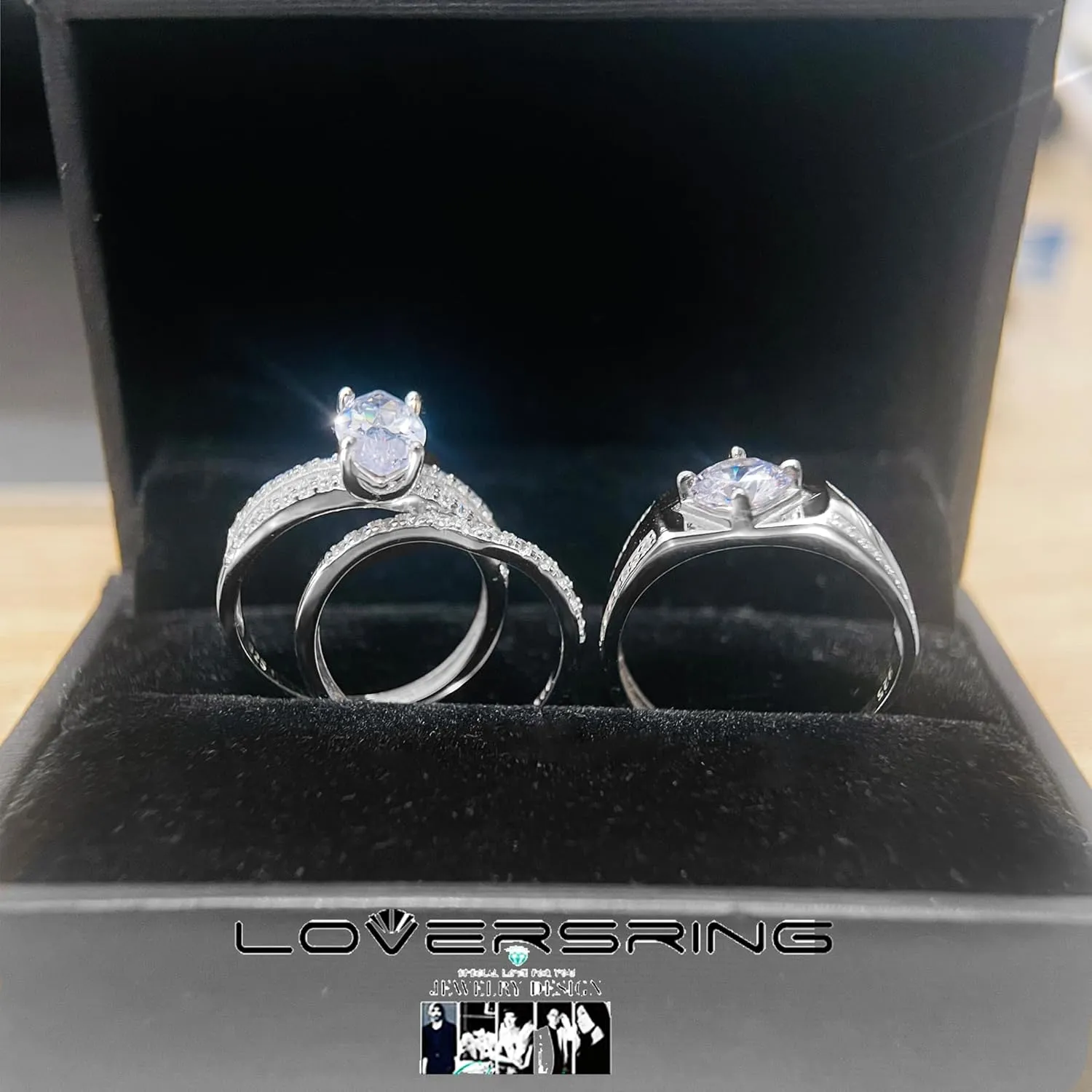 TWO RINGS Wedding Ring Sets His And Hers Promise Ring Couples Bridal Sets Women S925 Sterling Silve Moissanite Man Wedding Bands