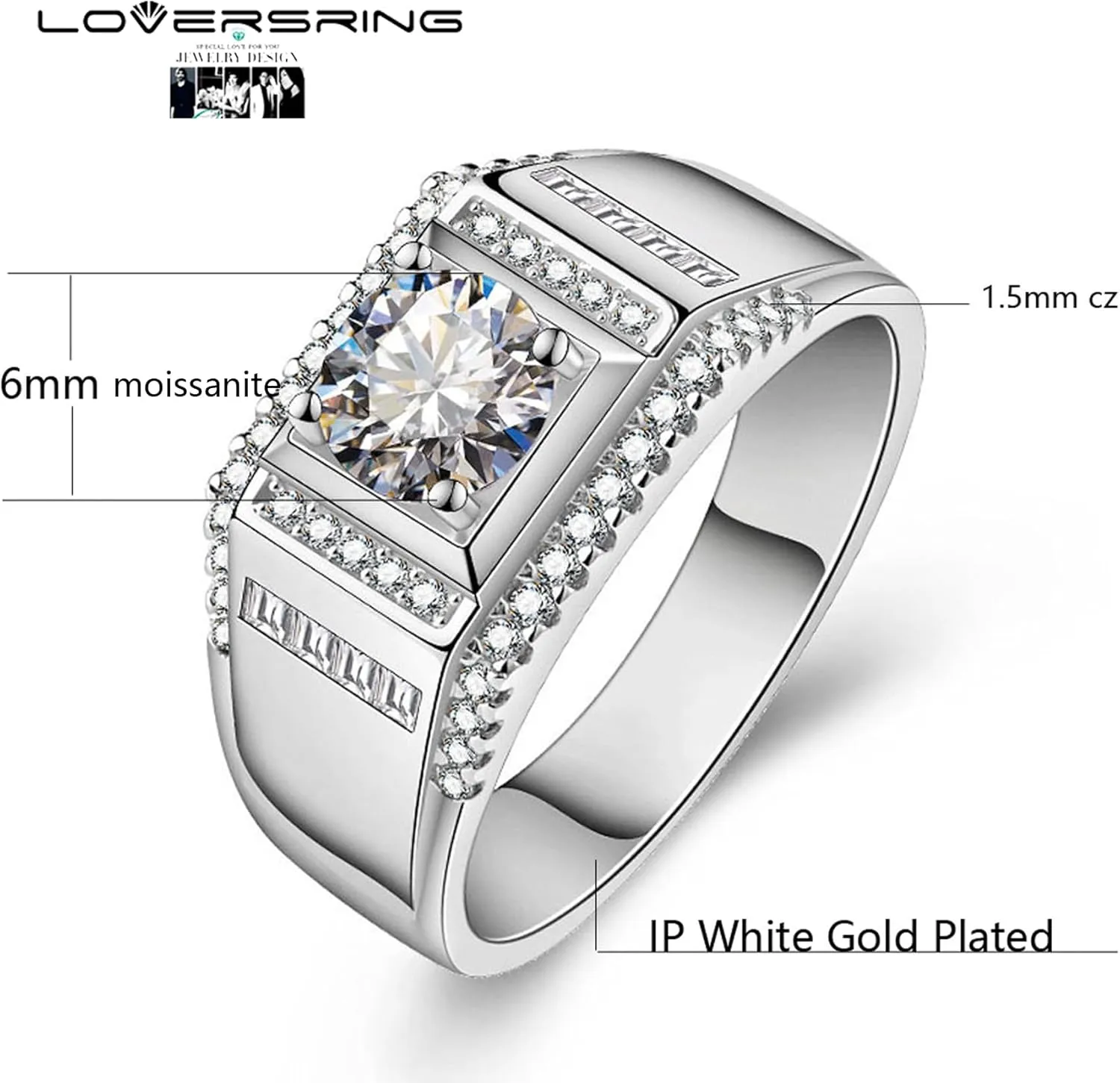 TWO RINGS Wedding Ring Sets His And Hers Promise Ring Couples Bridal Sets Women S925 Sterling Silve Moissanite Man Wedding Bands