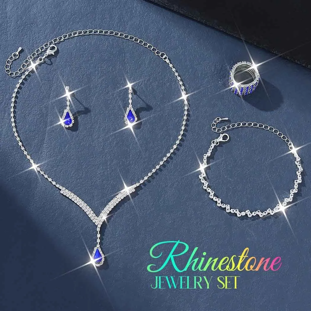 Unicra Bridal Wedding Jewelry Set Silver Rhinestone Necklace Earrings Sets Formal Costume Jewelry for Women and Brides