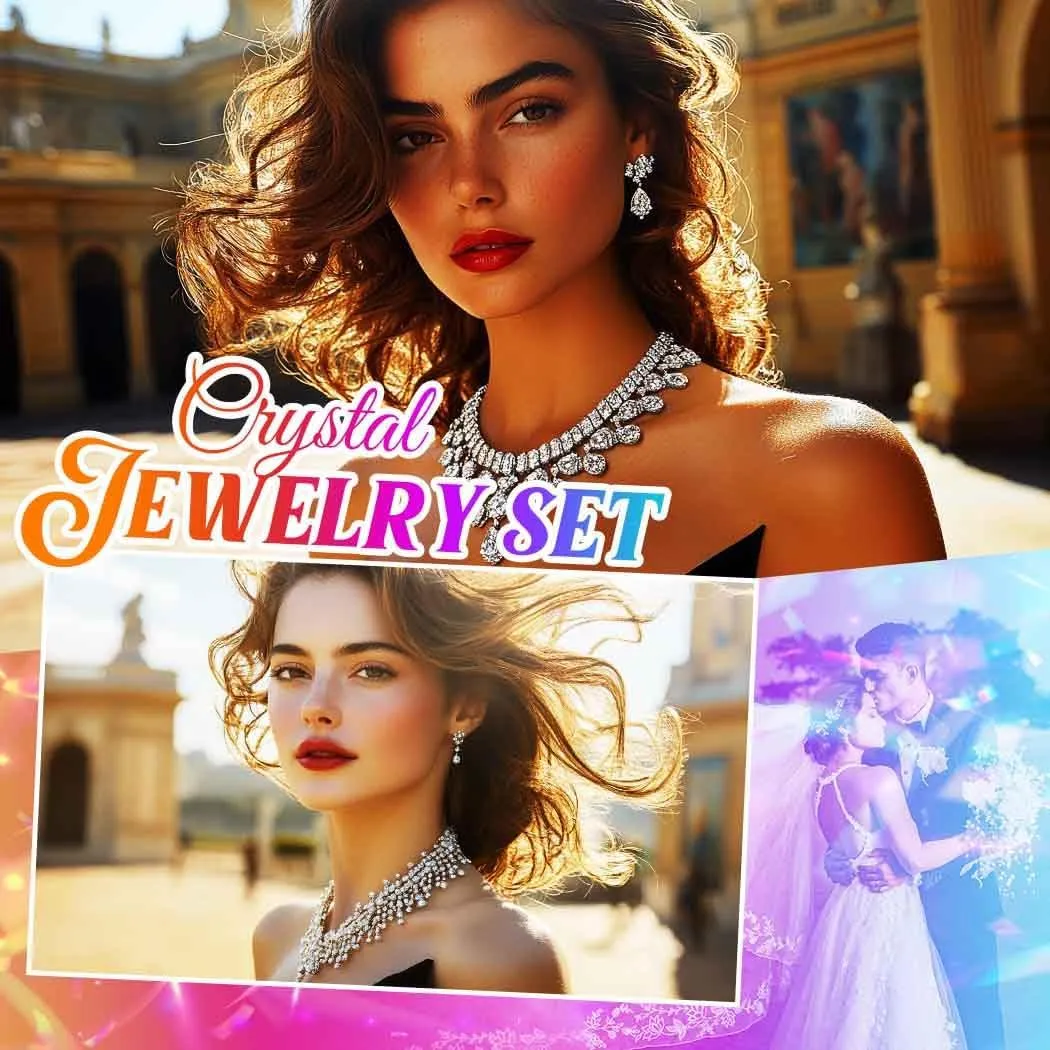 Unicra Bridal Wedding Jewelry Set Silver Rhinestone Necklace Earrings Sets Formal Costume Jewelry for Women and Brides