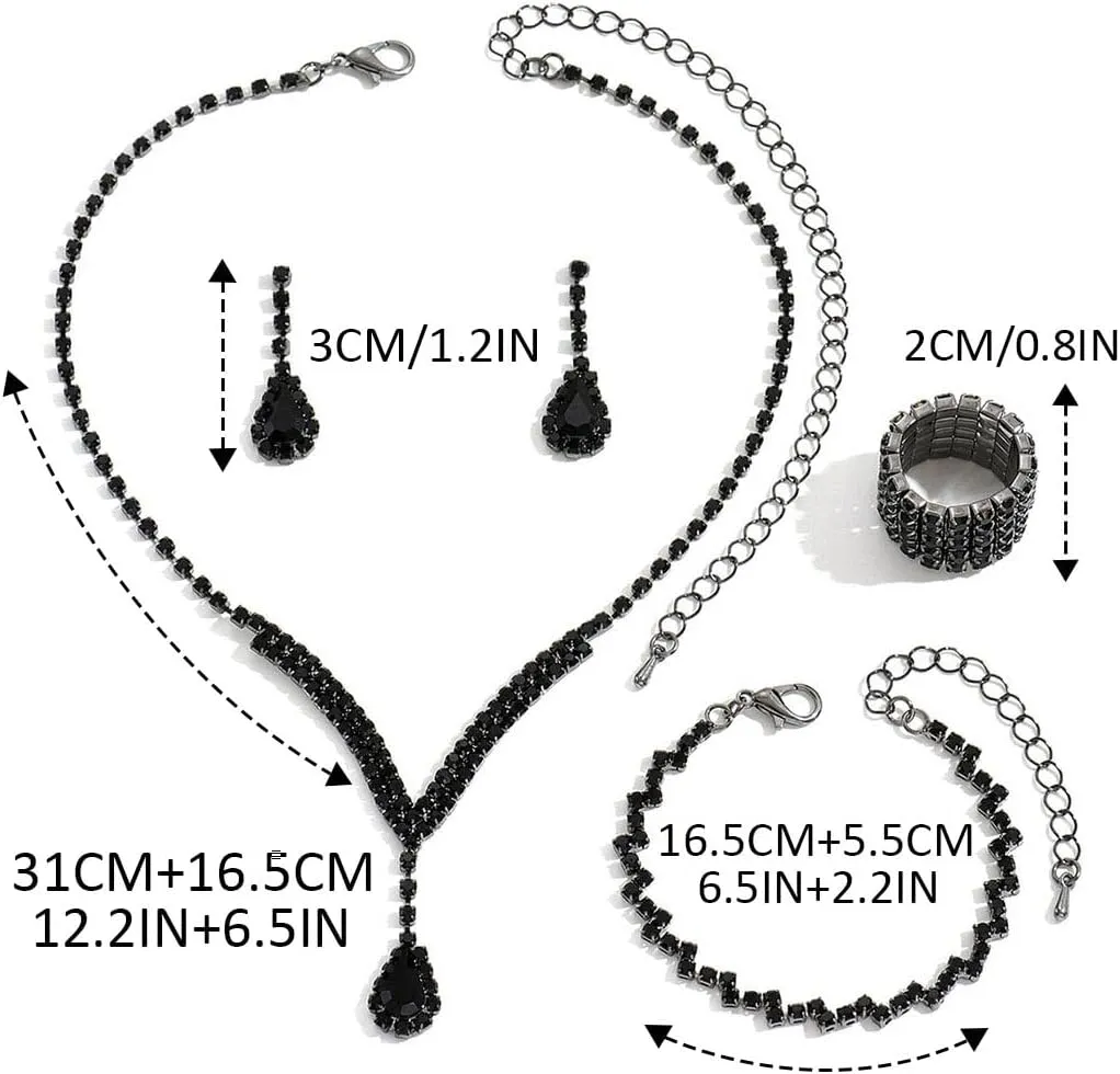 Unicra Bridal Wedding Jewelry Set Silver Rhinestone Necklace Earrings Sets Formal Costume Jewelry for Women and Brides