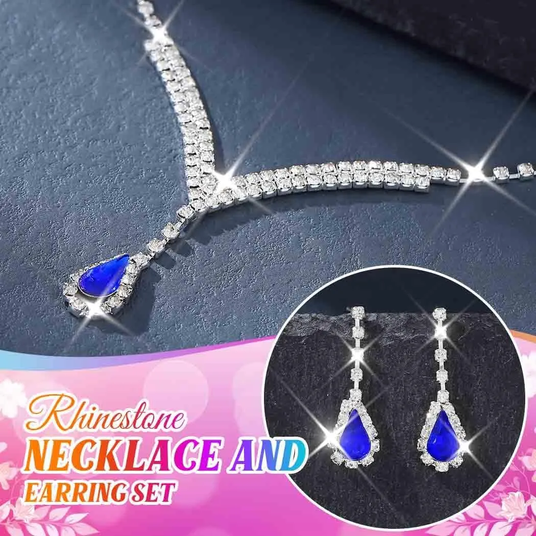 Unicra Bridal Wedding Jewelry Set Silver Rhinestone Necklace Earrings Sets Formal Costume Jewelry for Women and Brides