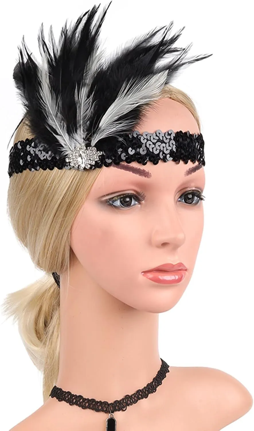Women's Fascinator Feather Rhinestone Headpiece Hair Clip Bridal Hairband Hat Cocktail Wedding