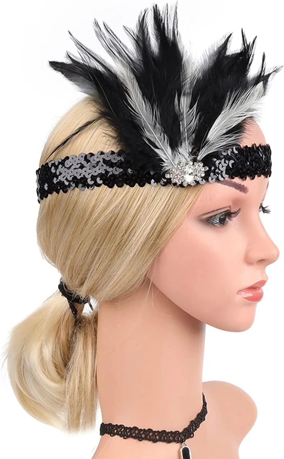 Women's Fascinator Feather Rhinestone Headpiece Hair Clip Bridal Hairband Hat Cocktail Wedding