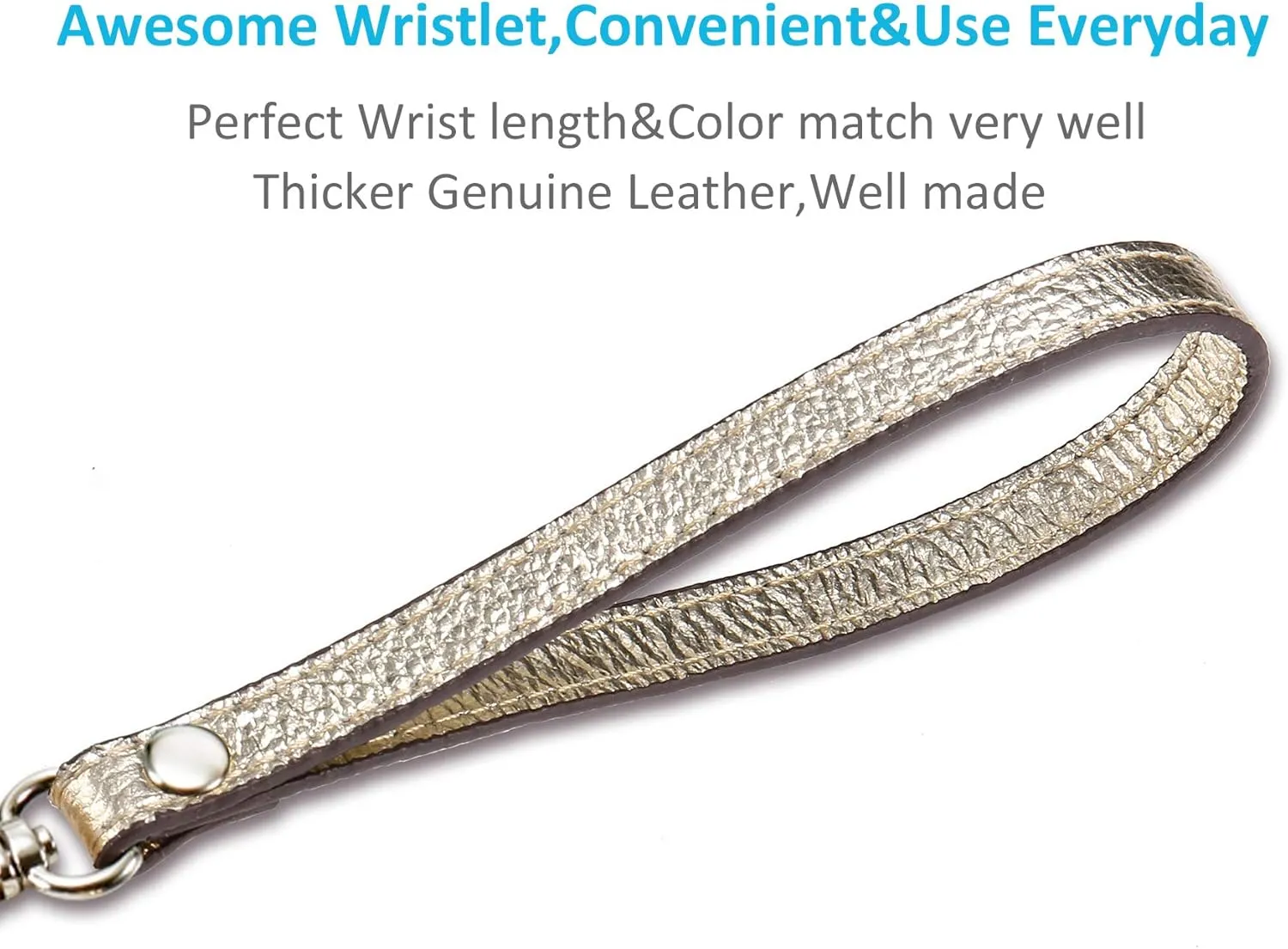 Wristlet KeyChain Strap for Wallets Bag Keys Phone Case Wristlet Strap Genuine Leather Strong&Sturdy
