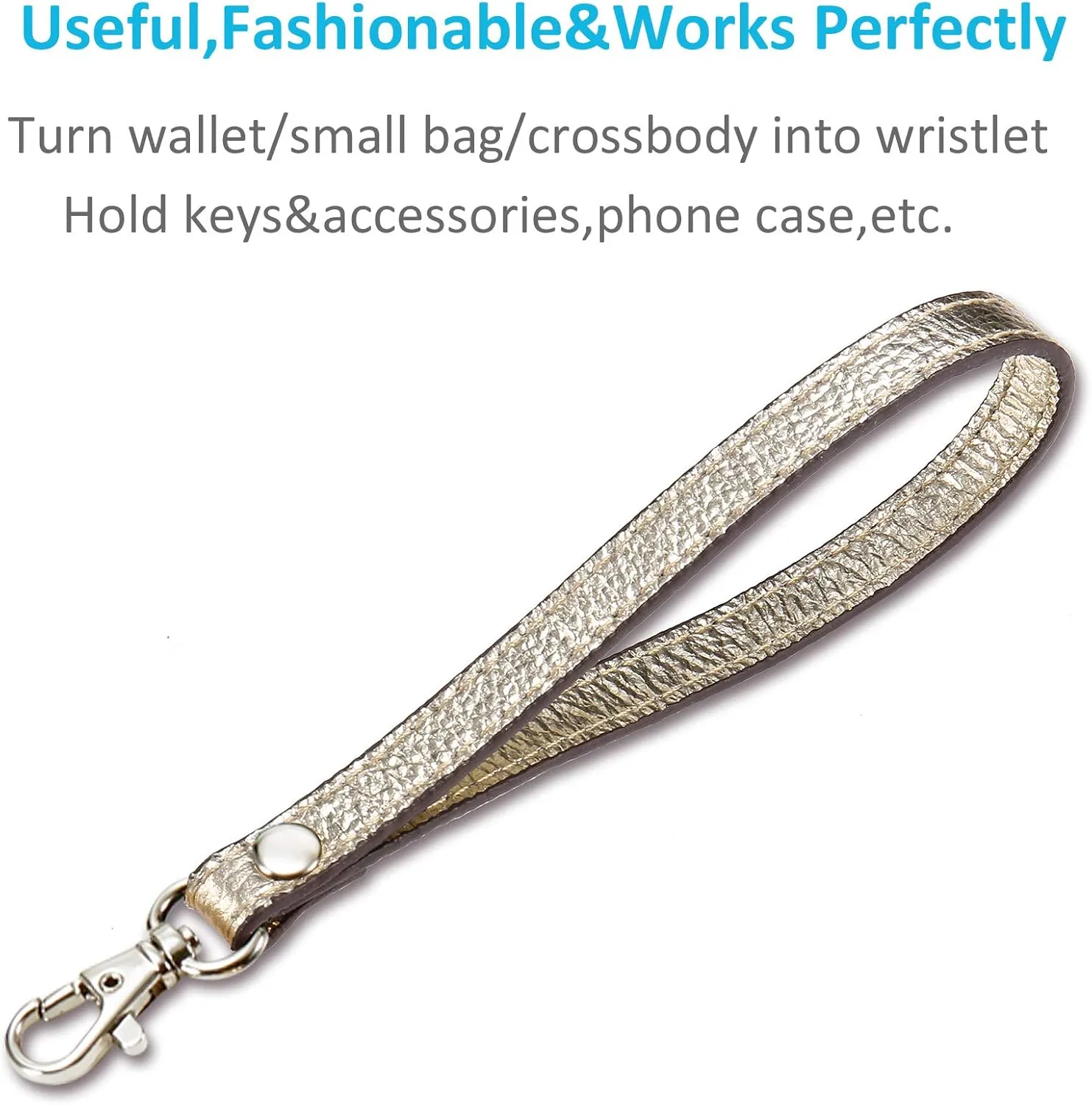 Wristlet KeyChain Strap for Wallets Bag Keys Phone Case Wristlet Strap Genuine Leather Strong&Sturdy