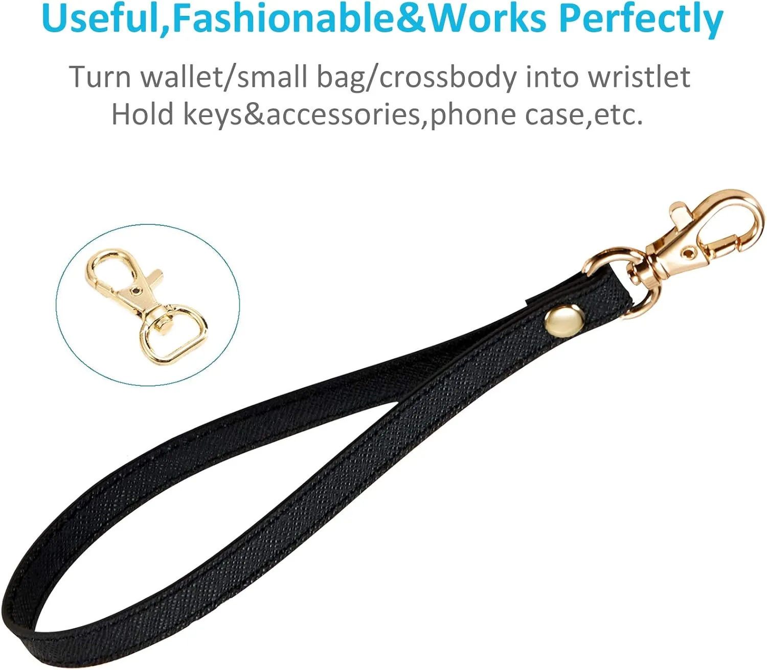 Wristlet KeyChain Strap for Wallets Bag Keys Phone Case Wristlet Strap Genuine Leather Strong&Sturdy