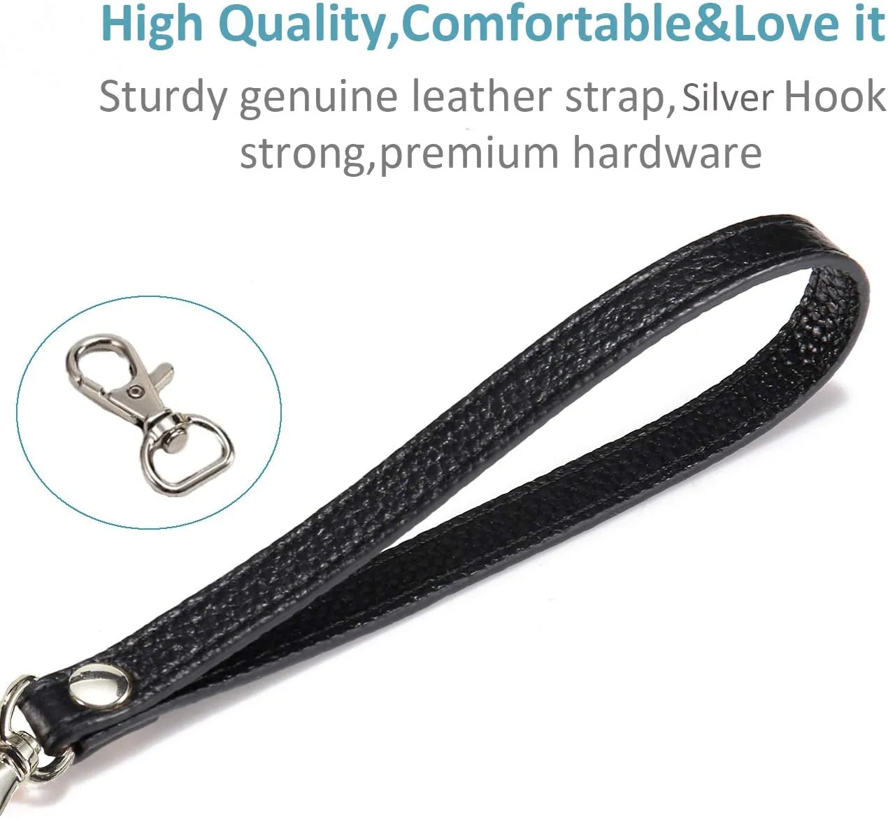 Wristlet KeyChain Strap for Wallets Bag Keys Phone Case Wristlet Strap Genuine Leather Strong&Sturdy